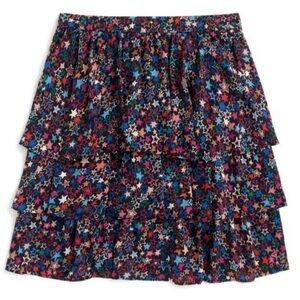 J‎ Crew Tiered Skirt in Kaleidoscope Star Print Indigo Multi Color size 6